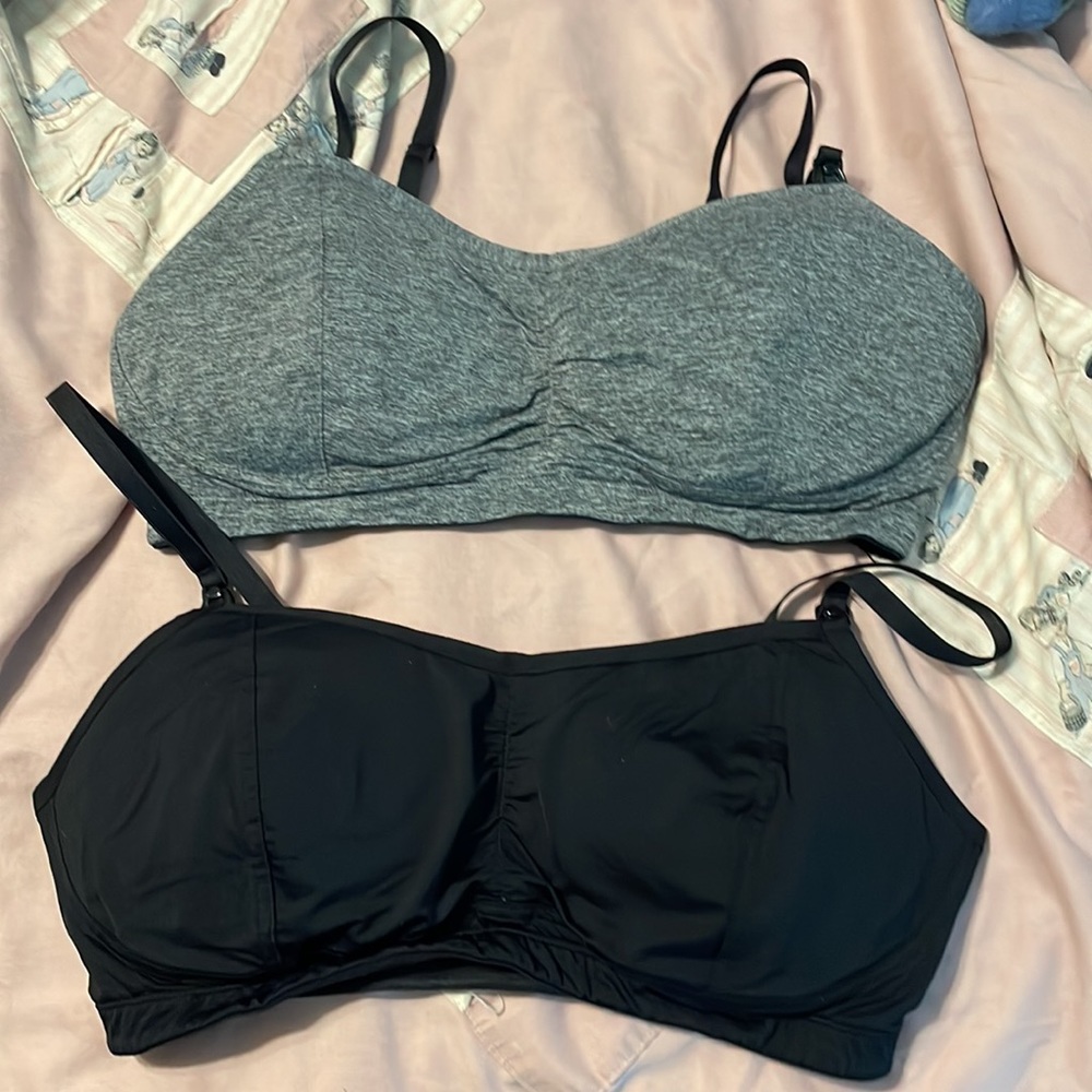 Motherhood Maternity Grey & Black Nursing Bras Duo